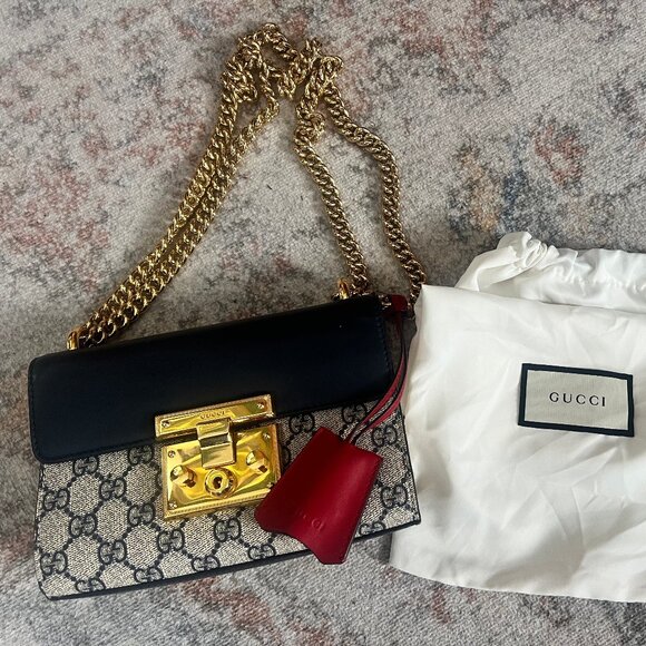 Gucci Handbags - Gucci GG Supreme Monogram Moon Calfskin Small Padlock Shoulder Bag